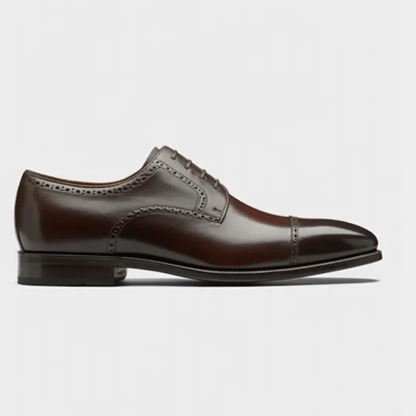 Handcrafted Semi-Brogue Cap Toe Derby Shoes